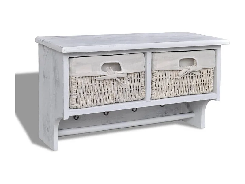 Porte-manteau Blanc 60x23,5x33 Bois de Paulownia