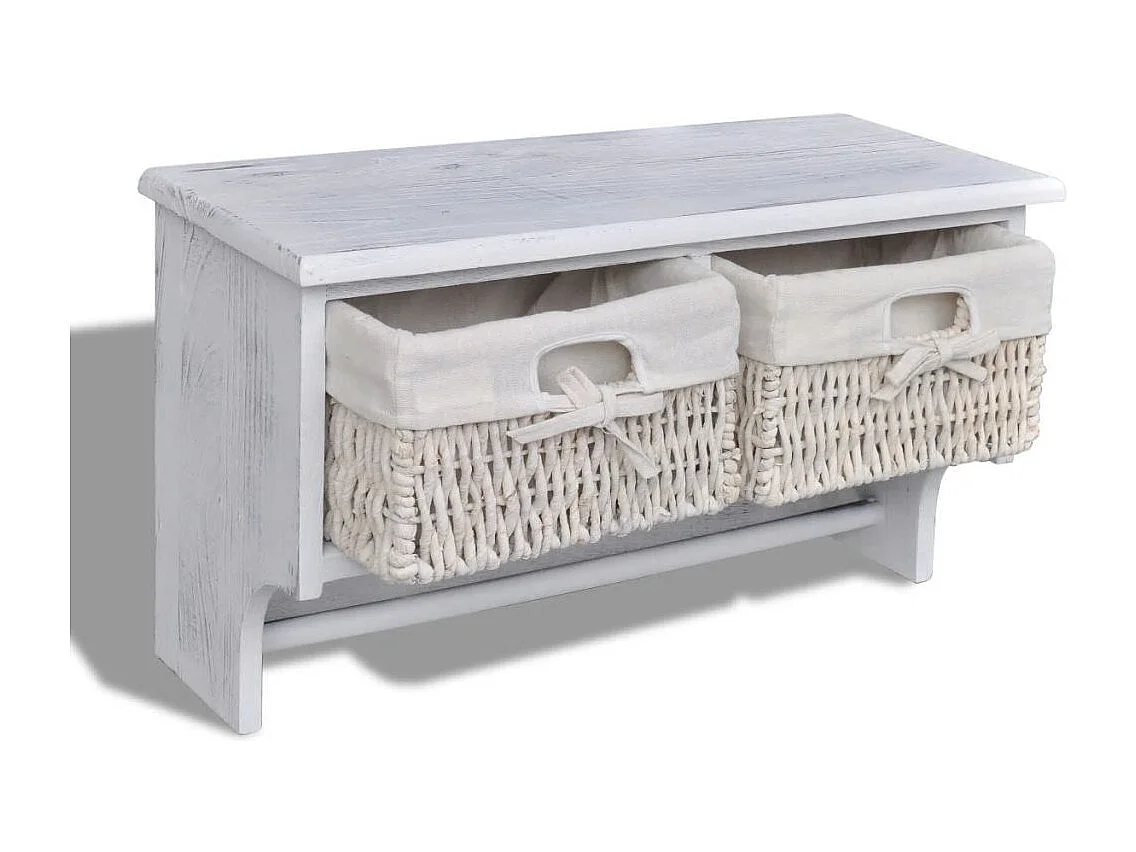 Porte-manteau Blanc 60x23,5x33 Bois de Paulownia