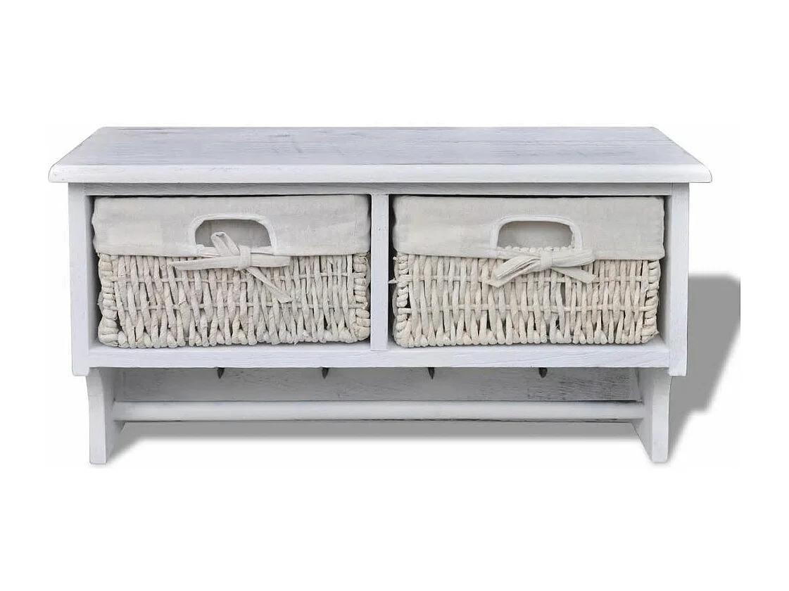 Porte-manteau Blanc 60x23,5x33 Bois de Paulownia