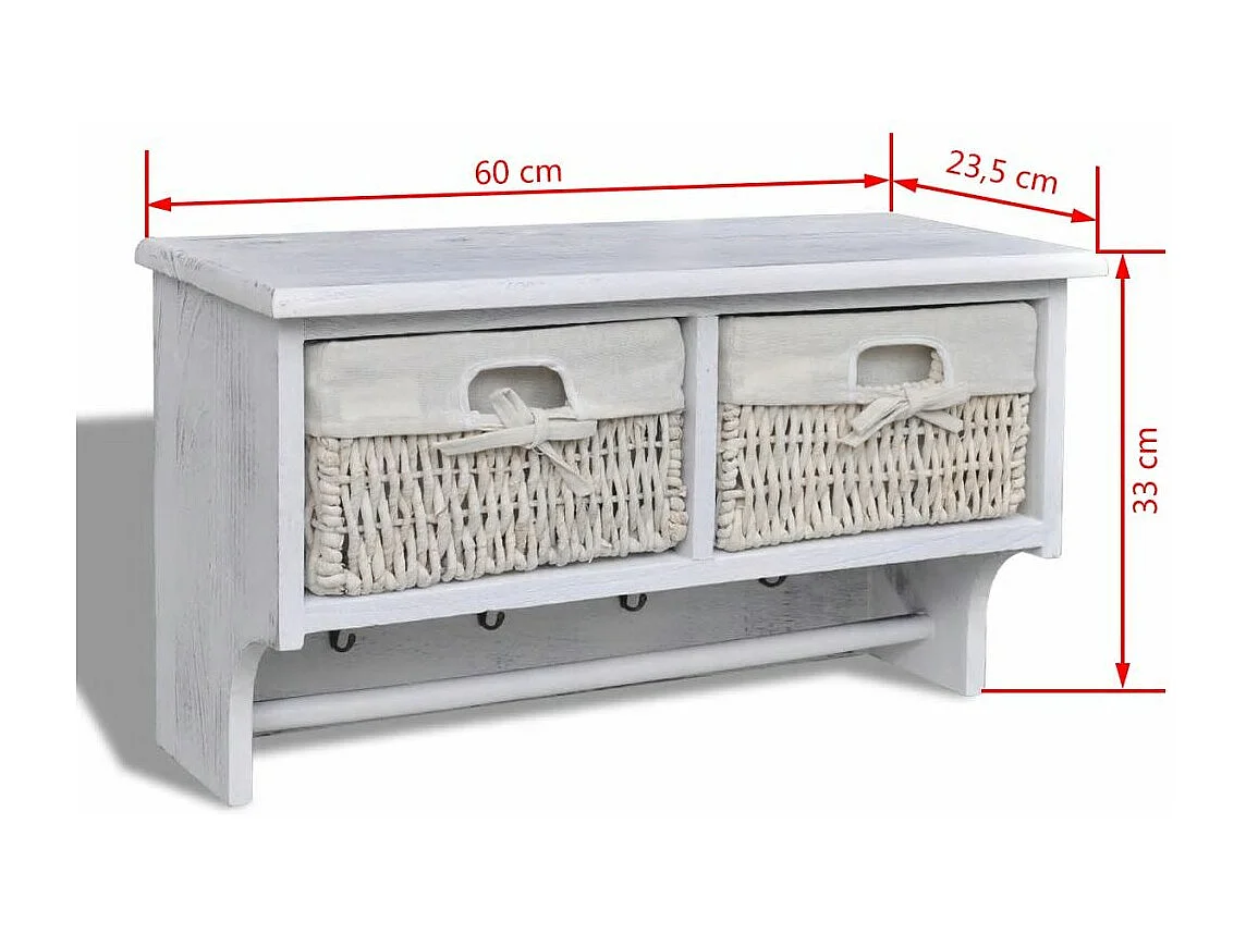 Porte-manteau Blanc 60x23,5x33 Bois de Paulownia