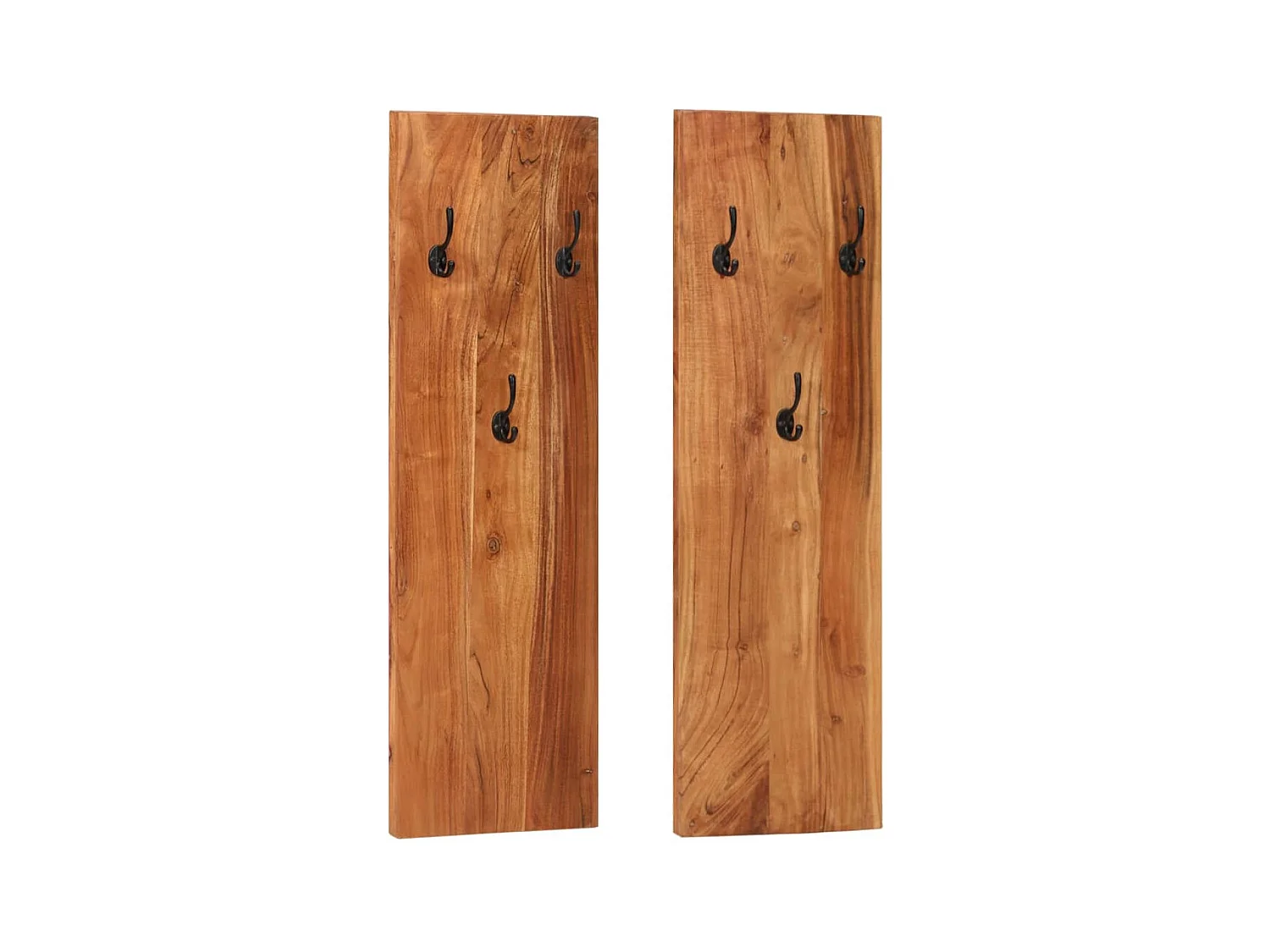 Porte-manteaux muraux 2 pcs 36x3x110 Bois d'acacia massif
