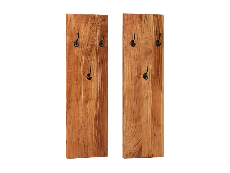 Porte-manteaux muraux 2 pcs 36x3x110 Bois d'acacia massif