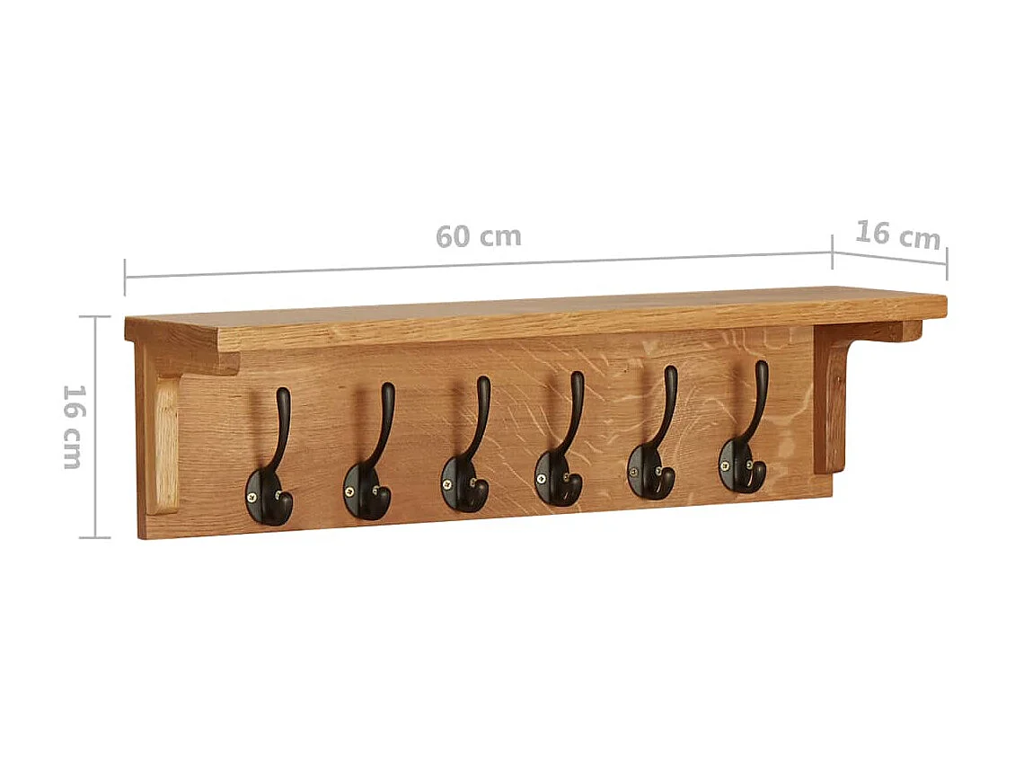 Porte-manteau 60x16x16 Bois de chêne massif