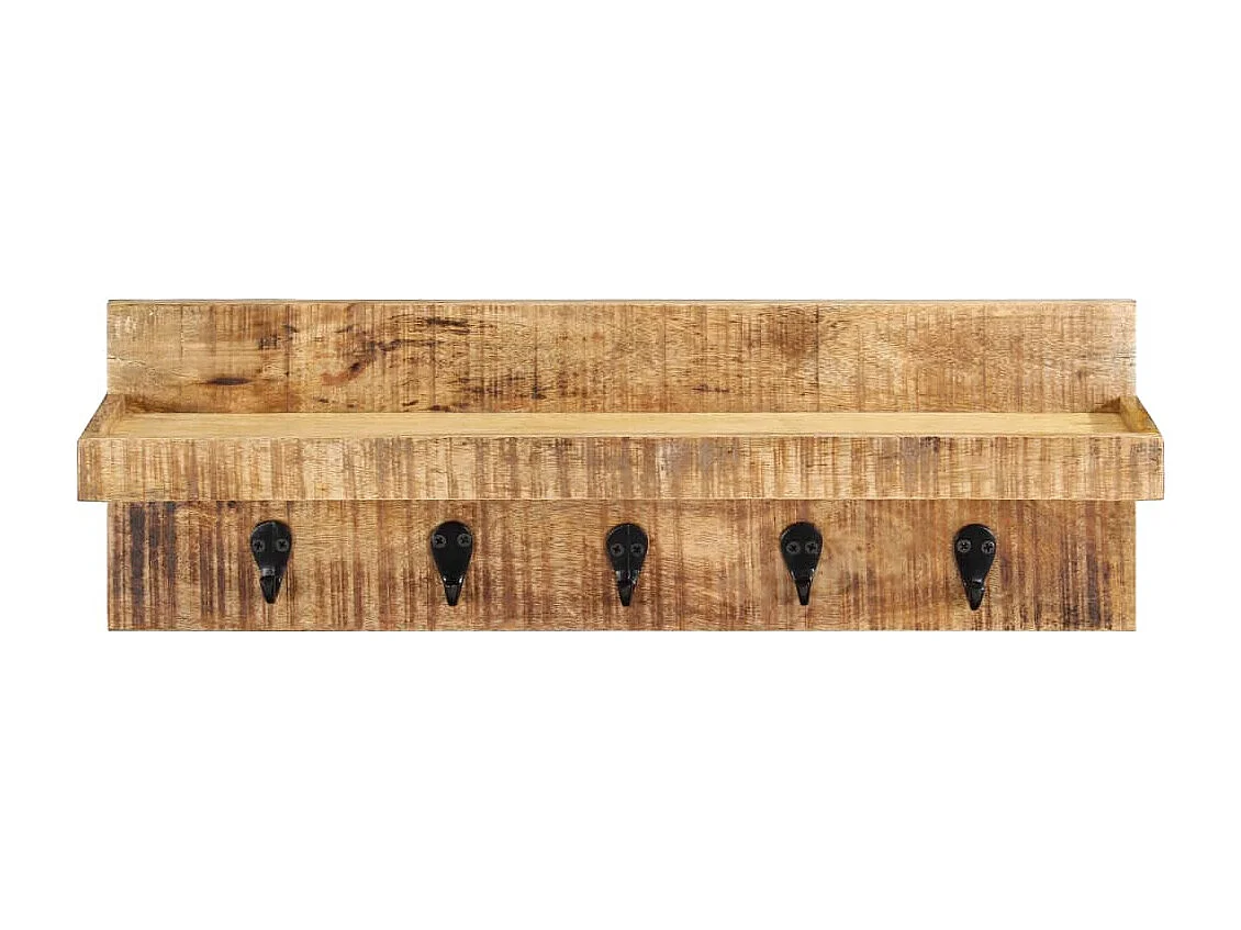 Porte-manteau mural 60x15x20 Bois de manguier brut solide