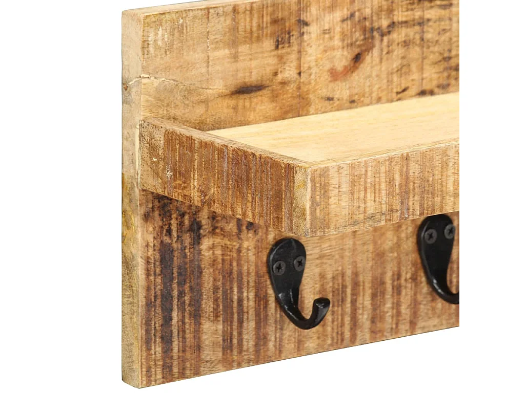 Porte-manteau mural 60x15x20 Bois de manguier brut solide