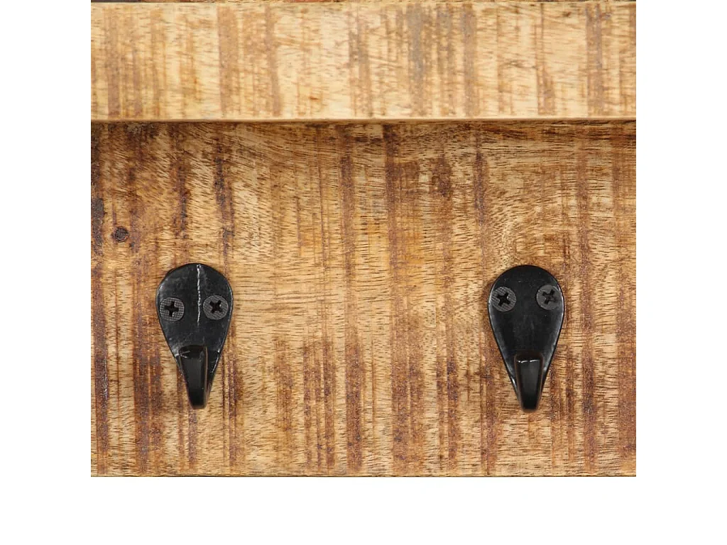 Porte-manteau mural 60x15x20 Bois de manguier brut solide