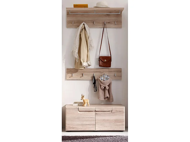 Aurel licht eiken melamine kapstok met 5 haken