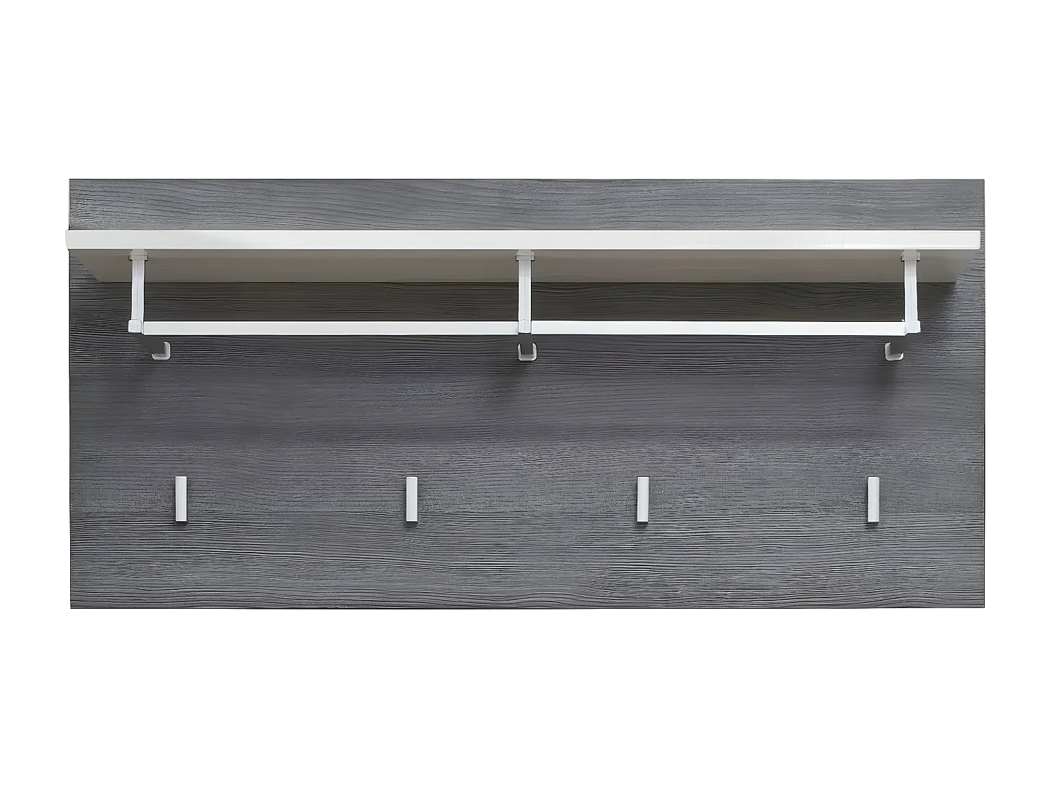 Porte-manteau 4 crochets mélaminé blanc et gris Bezzi