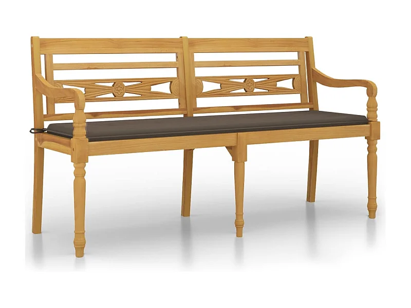 Banc Batavia avec coussin taupe 150cm Bois de teck massif 2
