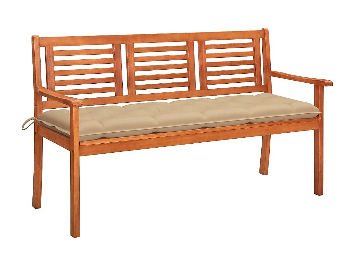 Banc de jardin 3 places avec coussin 150cm Bois d'eucalyptus 7