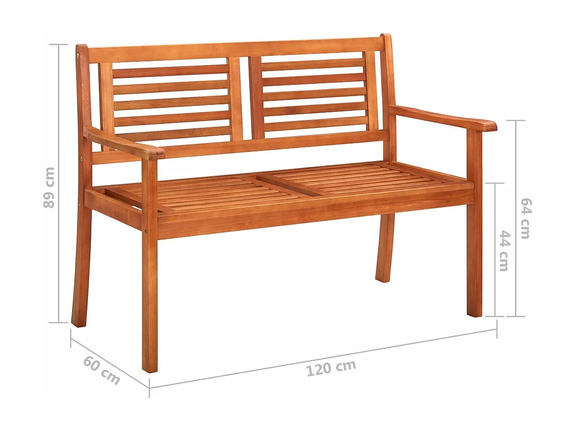 Banc de jardin 2 places avec coussin 120cm Bois d'eucalyptus 25