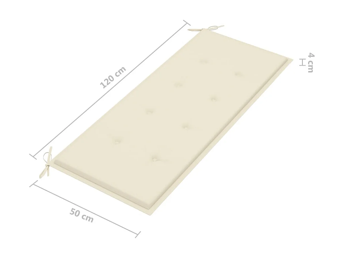 Banc de jardin empilable et coussin 128,5cm Bois de teck massif 16