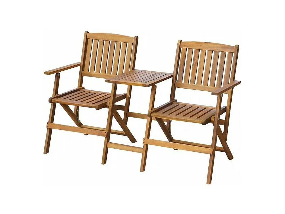Banc de jardin pliant avec table acacia massif foncé Tulak