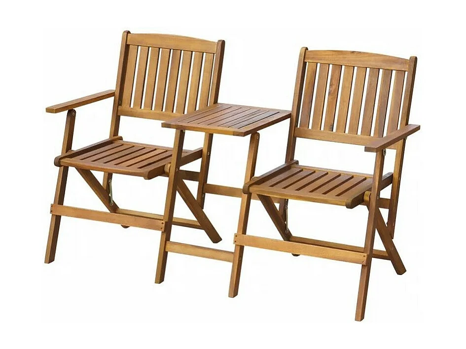 Banc de jardin pliant avec table acacia massif foncé Tulak