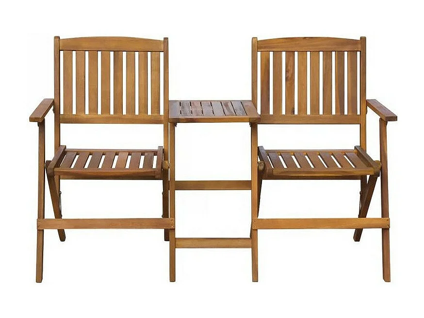 Banc de jardin pliant avec table acacia massif foncé Tulak