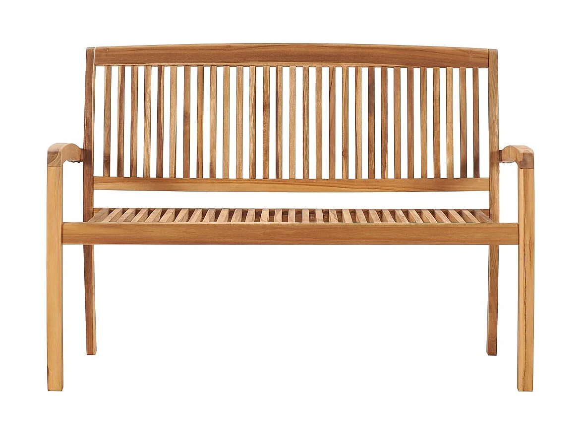 Banc de jardin empilable et coussin 128,5cm Bois de teck massif 17