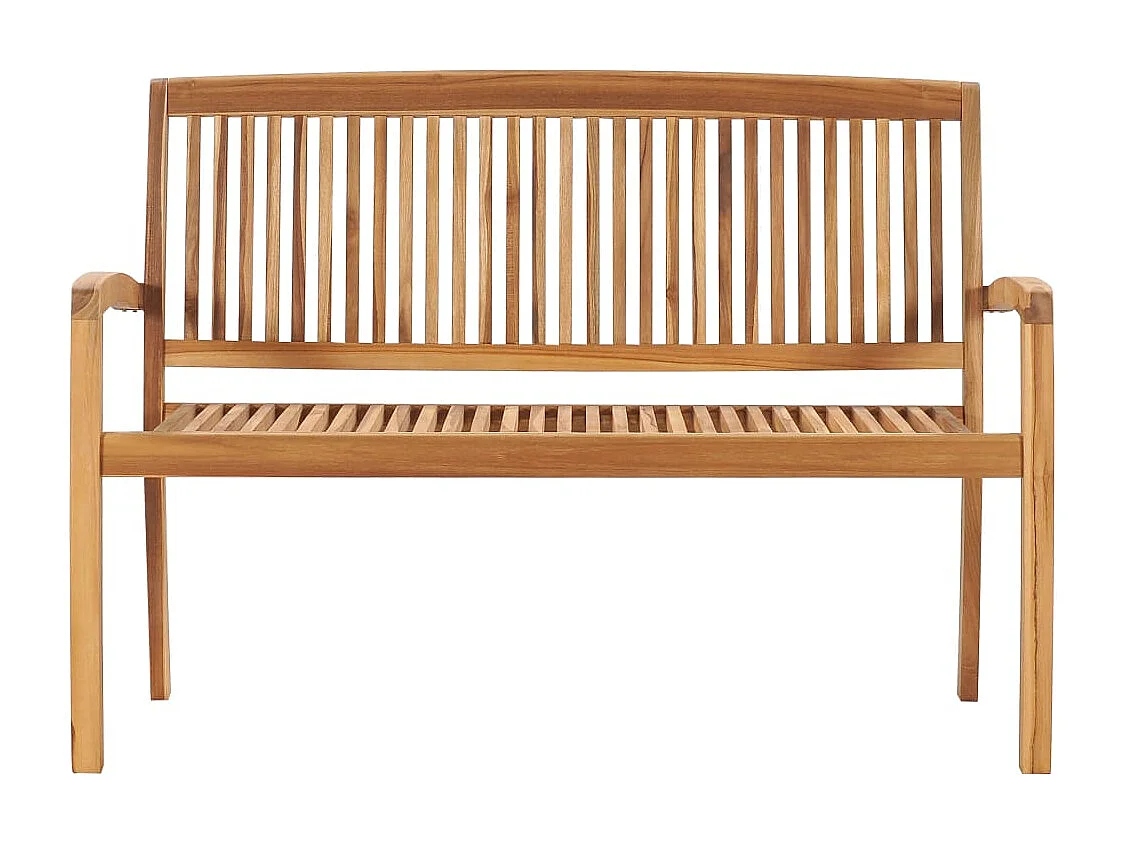 Banc de jardin empilable et coussin 128,5cm Bois de teck massif 14