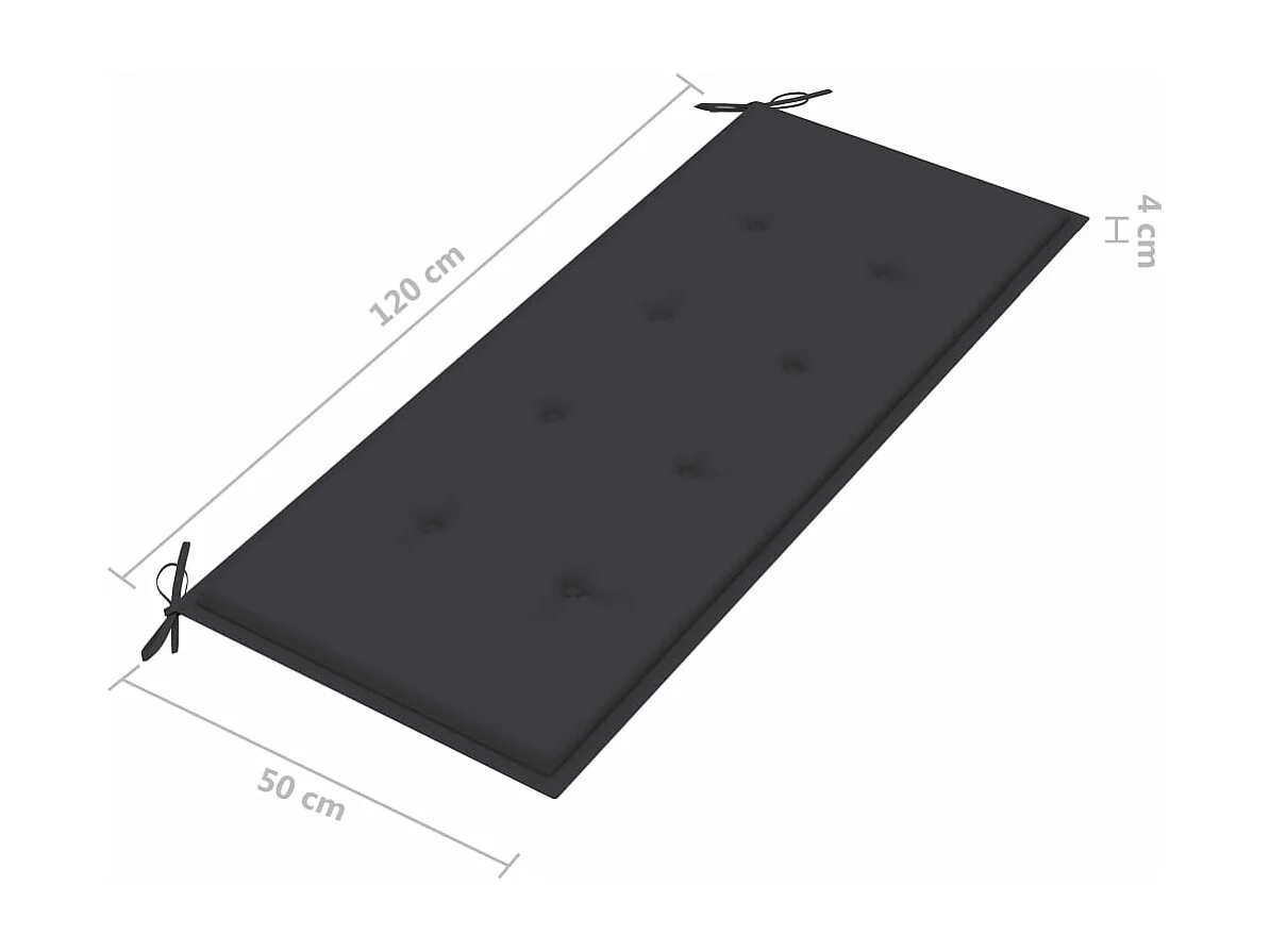 Banc de jardin empilable et coussin 128,5cm Bois de teck massif 14