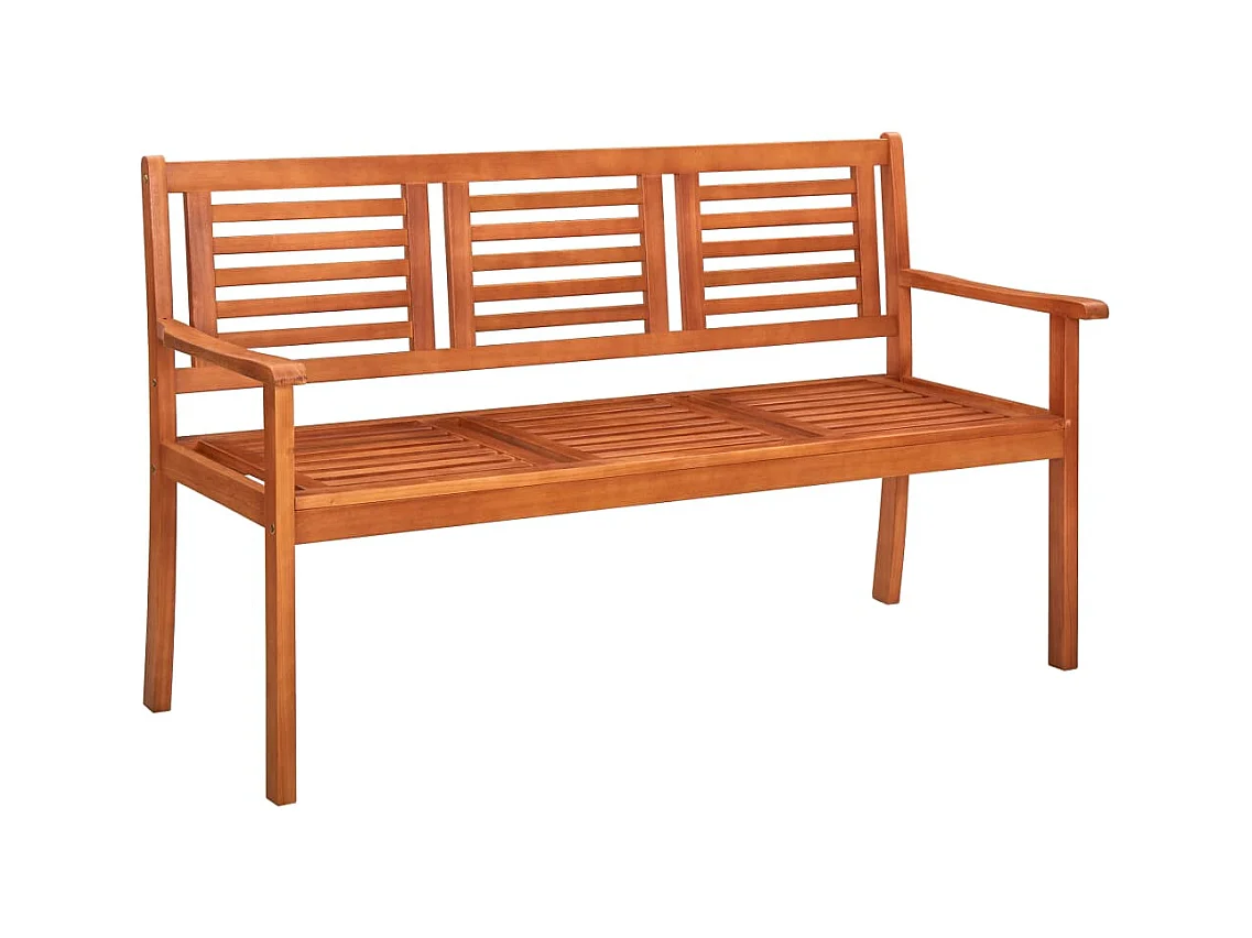 Banco de jardín 3 plazas madera maciza eucalipto y cojín 150 cm Azul