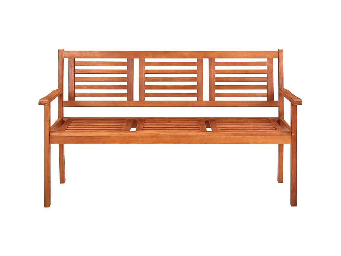 Banco de jardín 3 plazas madera maciza eucalipto y cojín 150 cm Azul