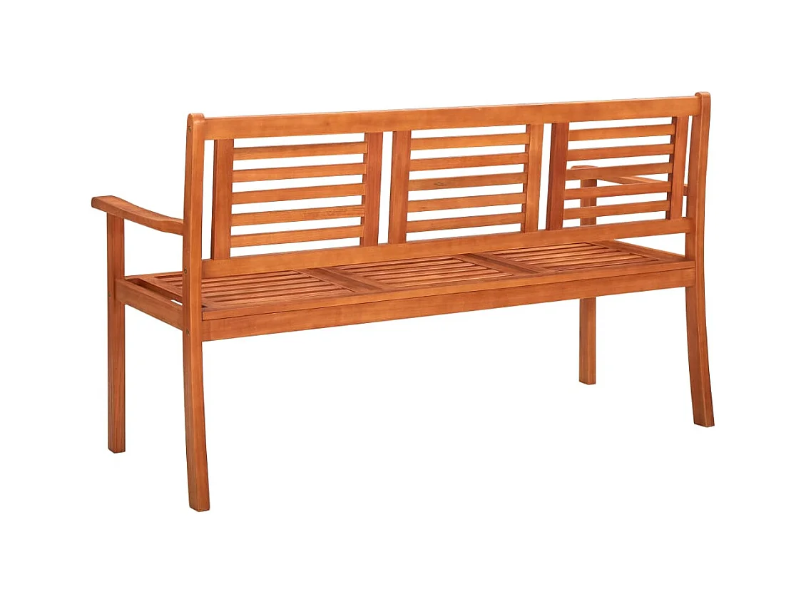 Banco de jardín 3 plazas madera maciza eucalipto y cojín 150 cm Azul
