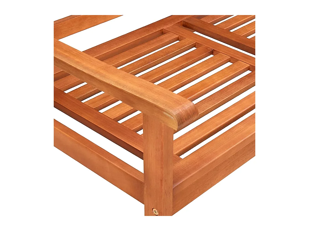 Banco de jardín 3 plazas madera maciza eucalipto y cojín 150 cm Azul