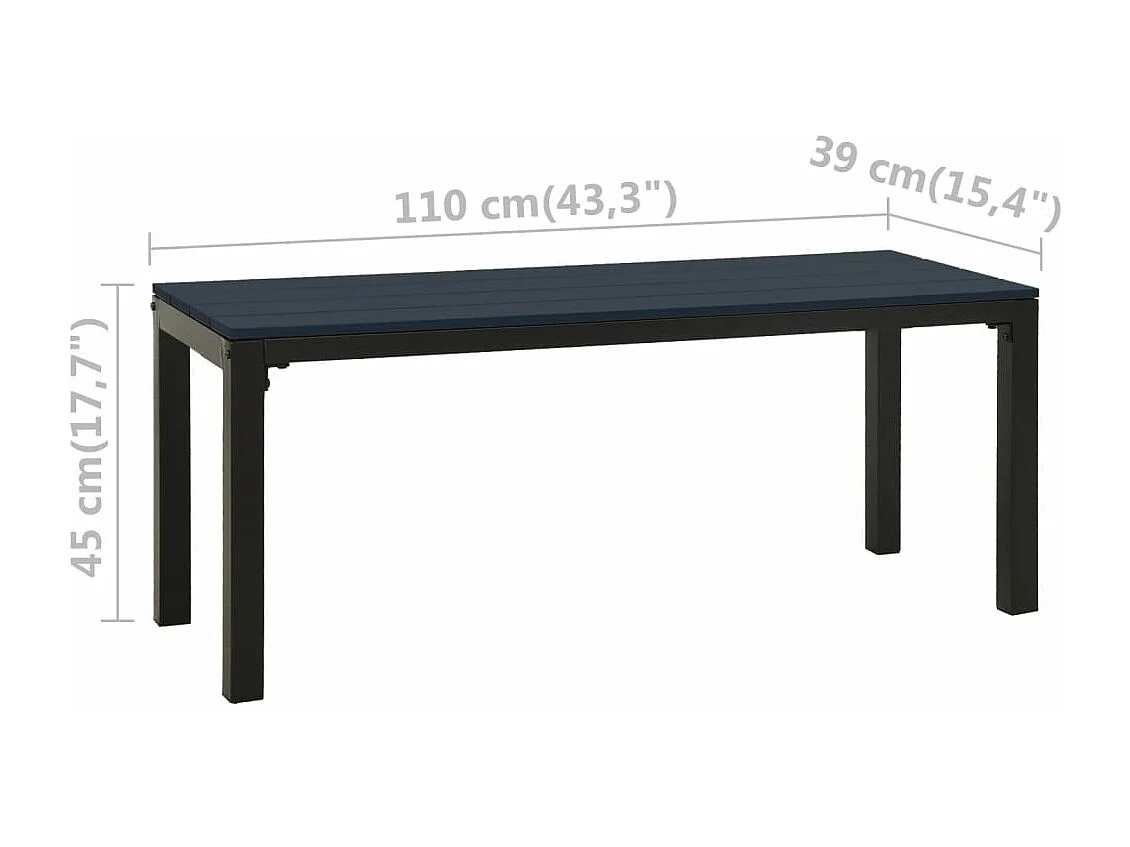 Banc de jardin 110cm Acier et WPC Noir