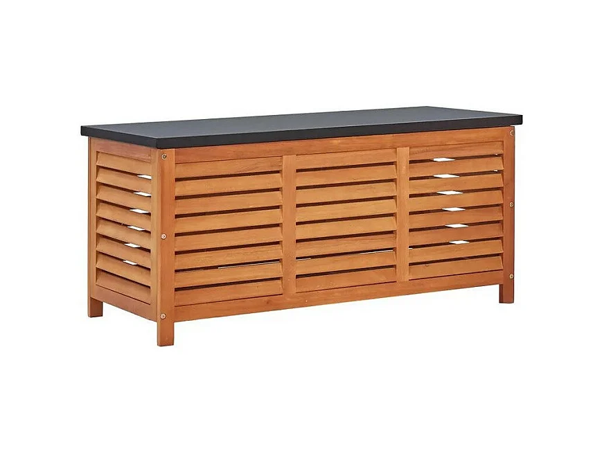Banc de rangement métal et eucalyptus massif clair Amty 117cm