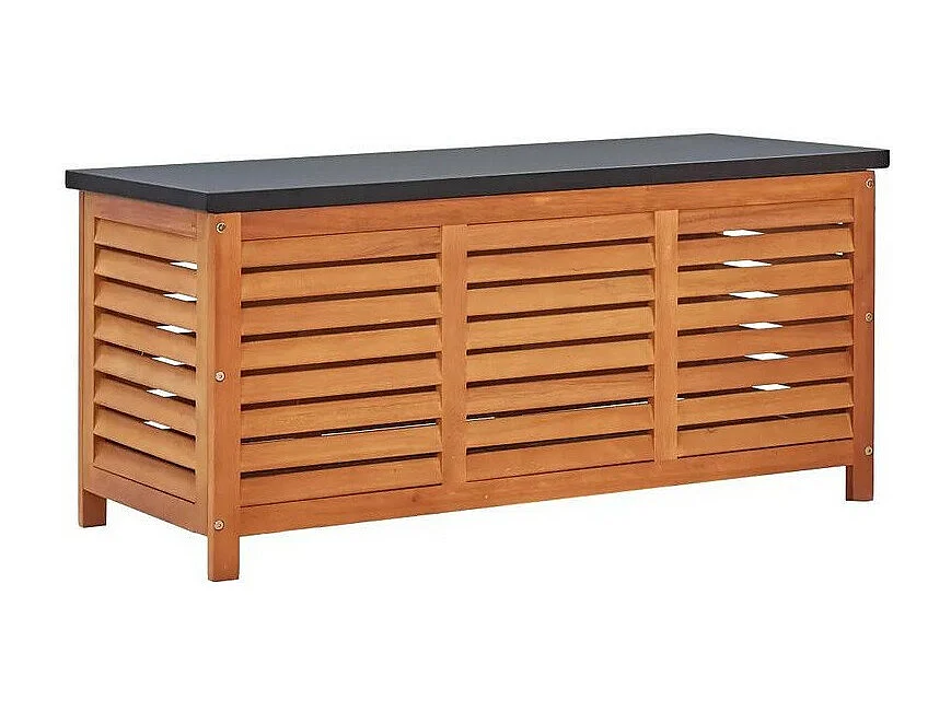 Banc de rangement métal et eucalyptus massif clair Amty 117cm