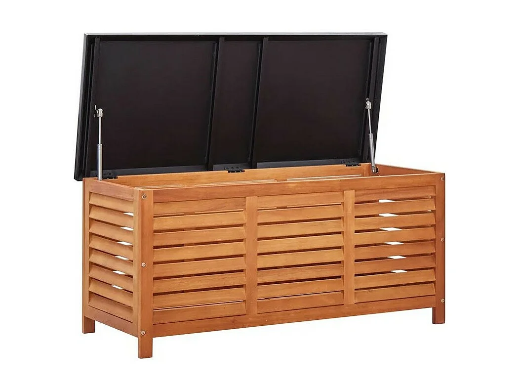 Banc de rangement métal et eucalyptus massif clair Amty 117cm