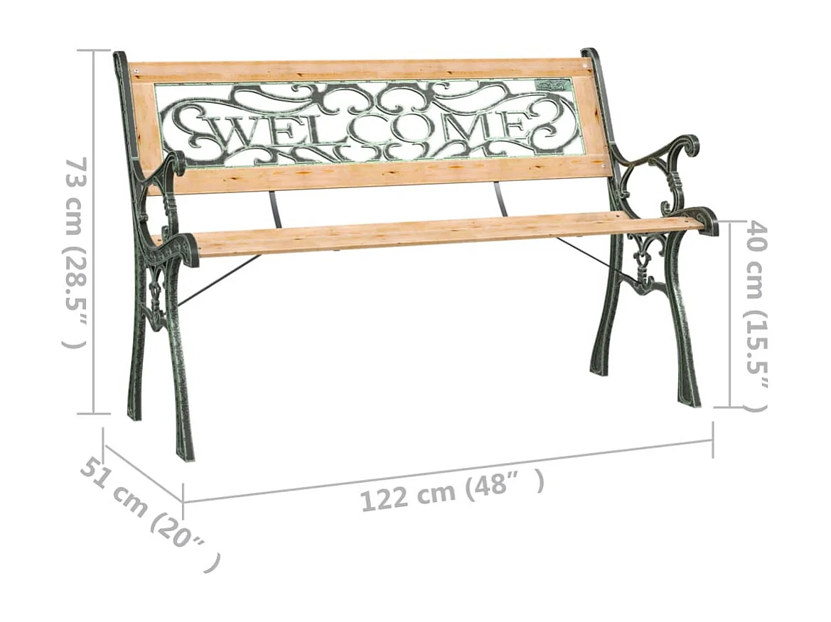 Banc de jardin 122cm Bois de sapin massif