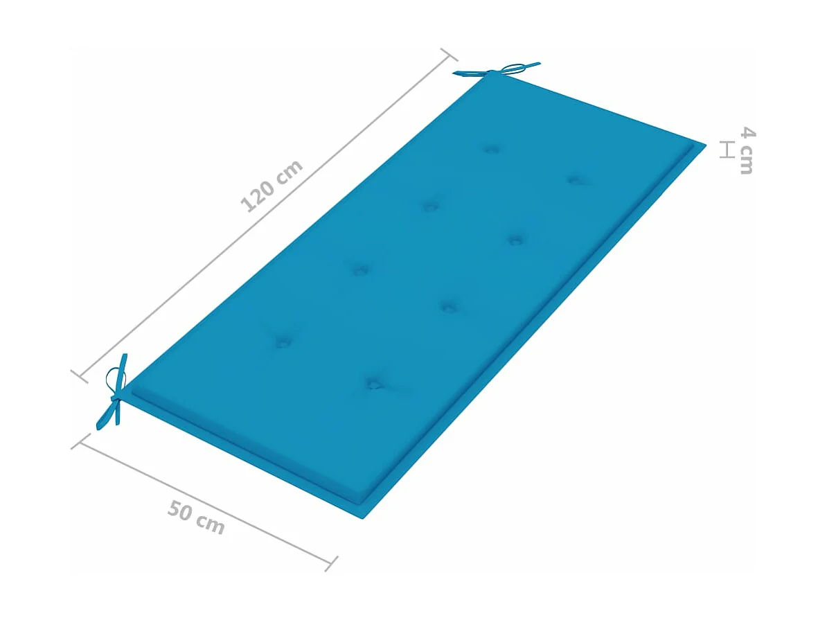 Banc de jardin empilable et coussin 128,5cm Bois de teck massif 2