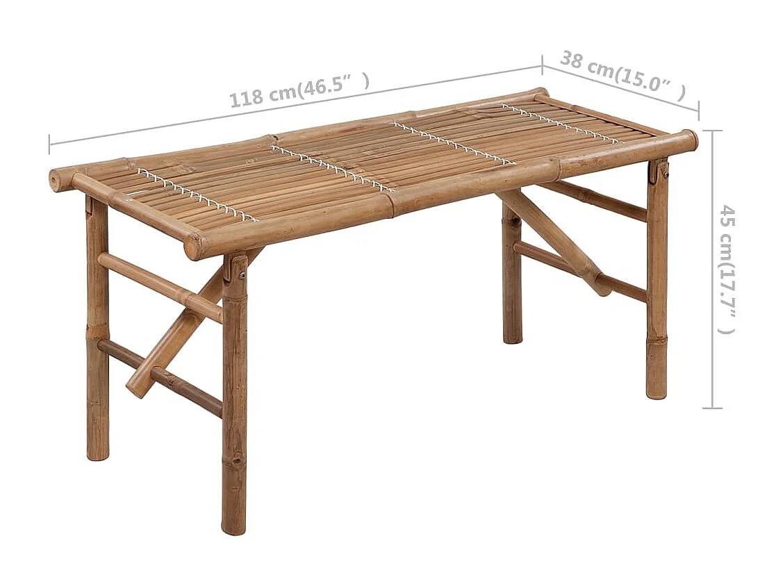 Banc de jardin pliable avec coussin 118cm Bambou 13