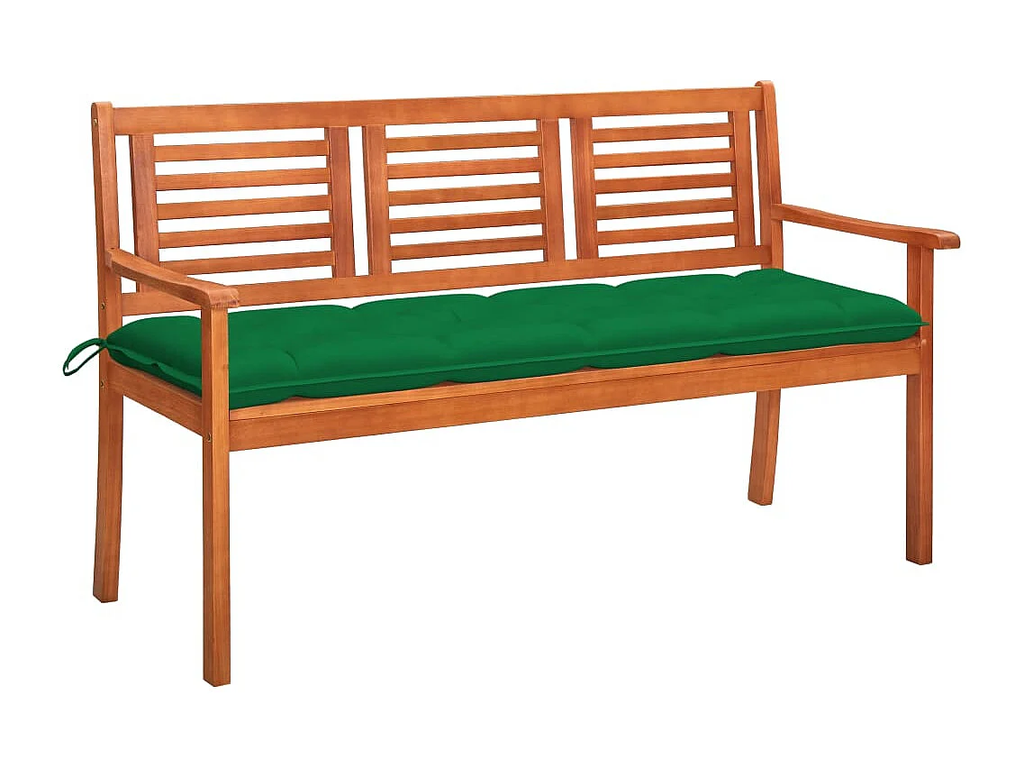 Banc de jardin 3 places avec coussin 150cm Bois d'eucalyptus 9