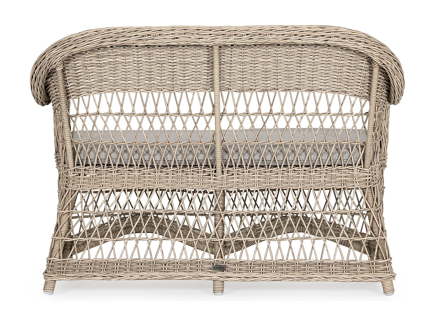 Canapé de jardin arrondi tressages fibres synthétiques beige Guliver