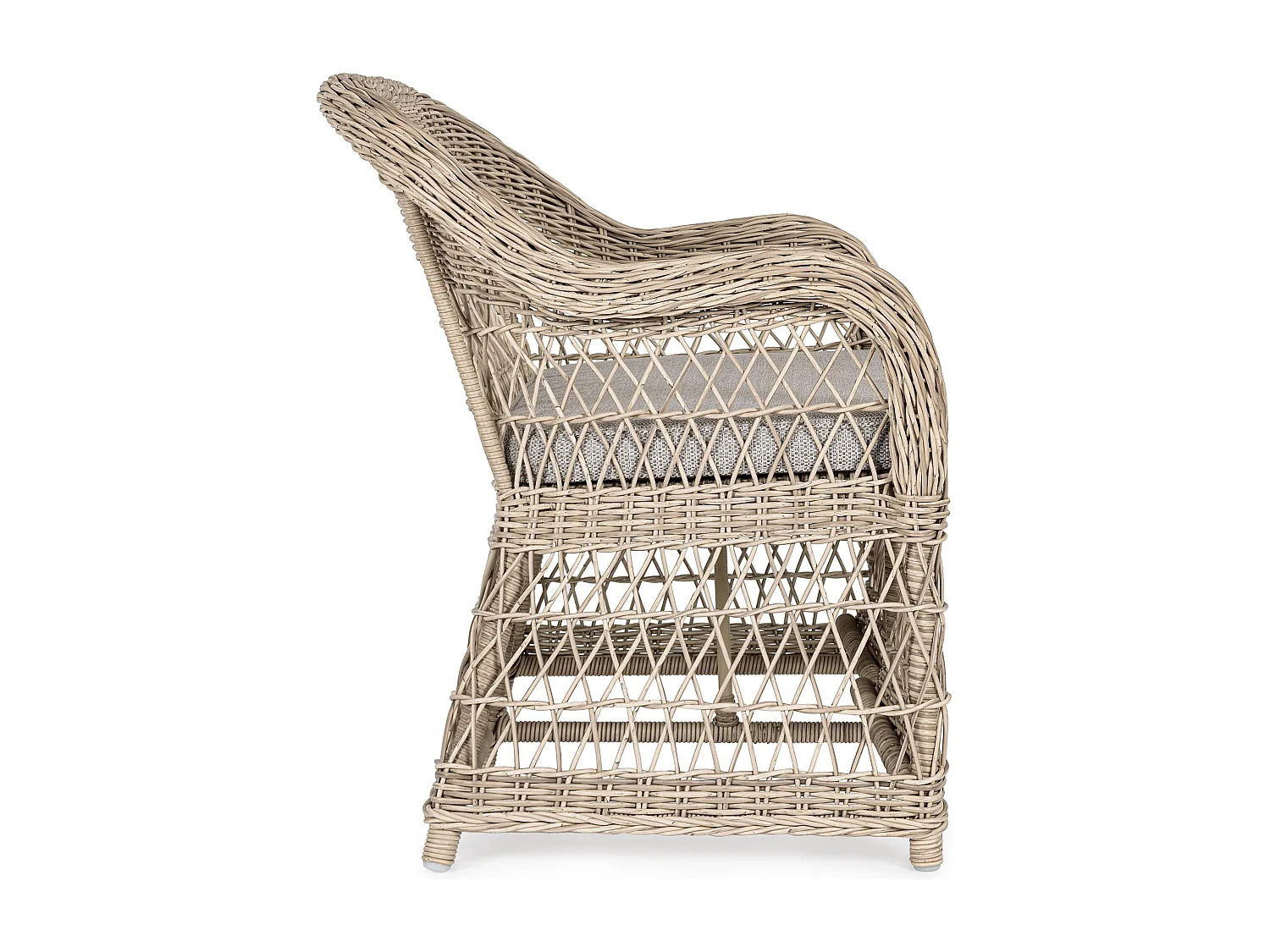 Canapé de jardin arrondi tressages fibres synthétiques beige Guliver