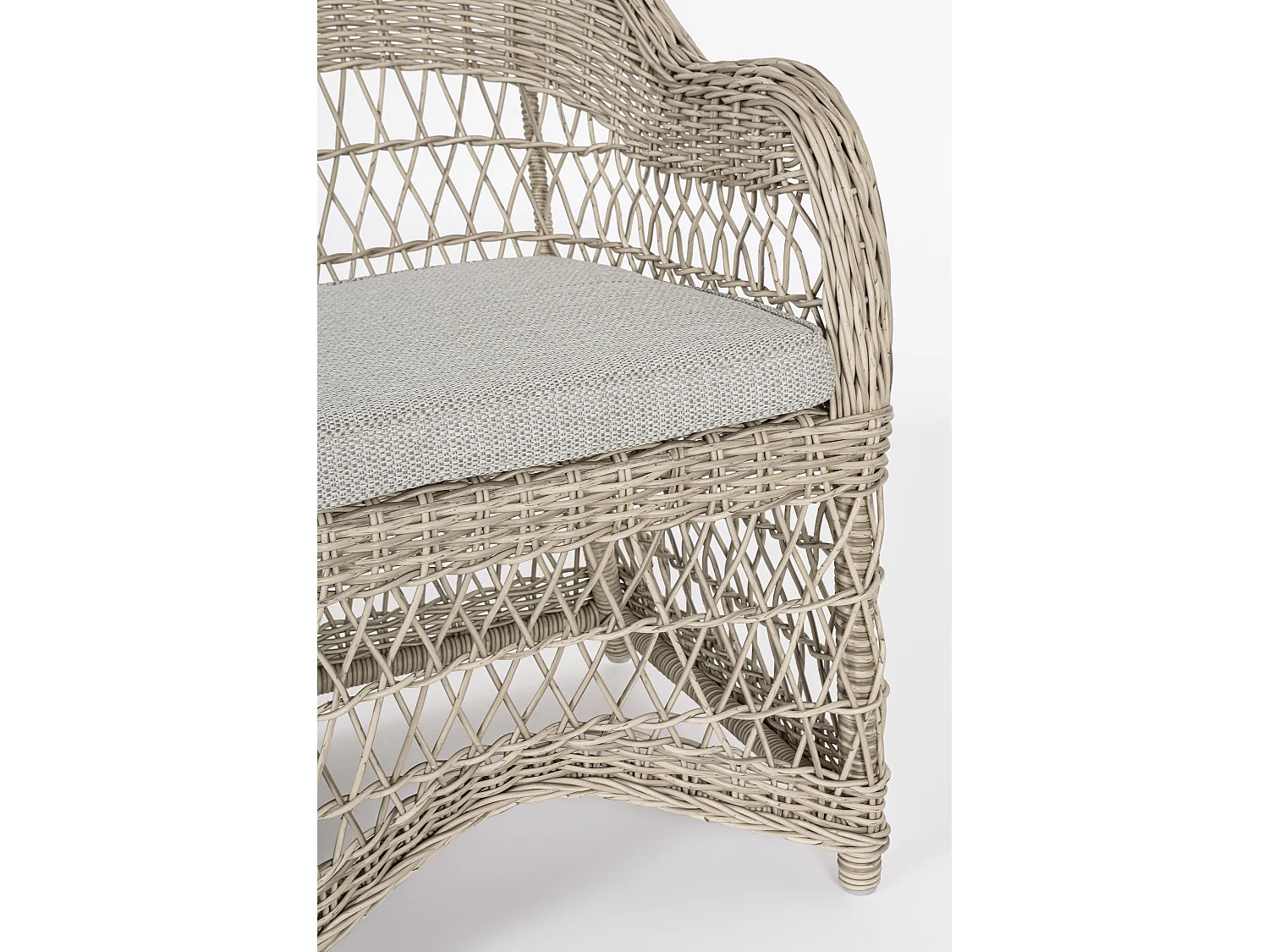 Canapé de jardin arrondi tressages fibres synthétiques beige Guliver