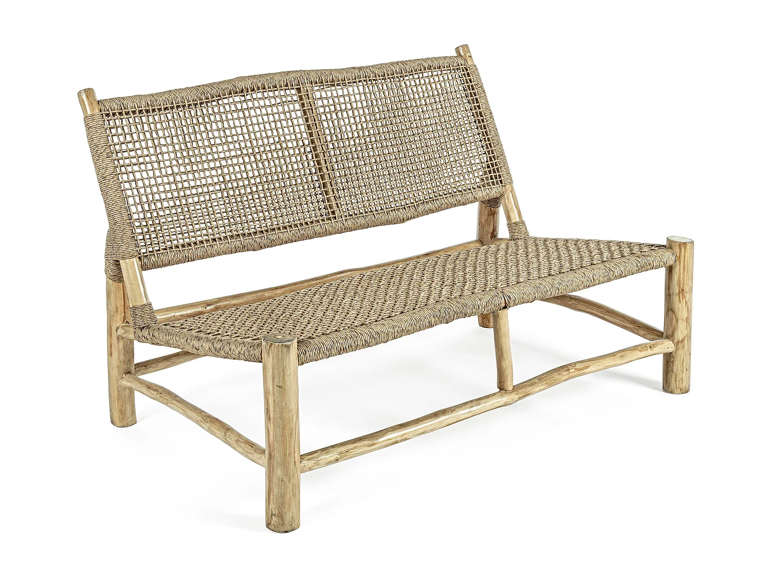 Canapé de jardin en bois teck naturel 2 places Landry