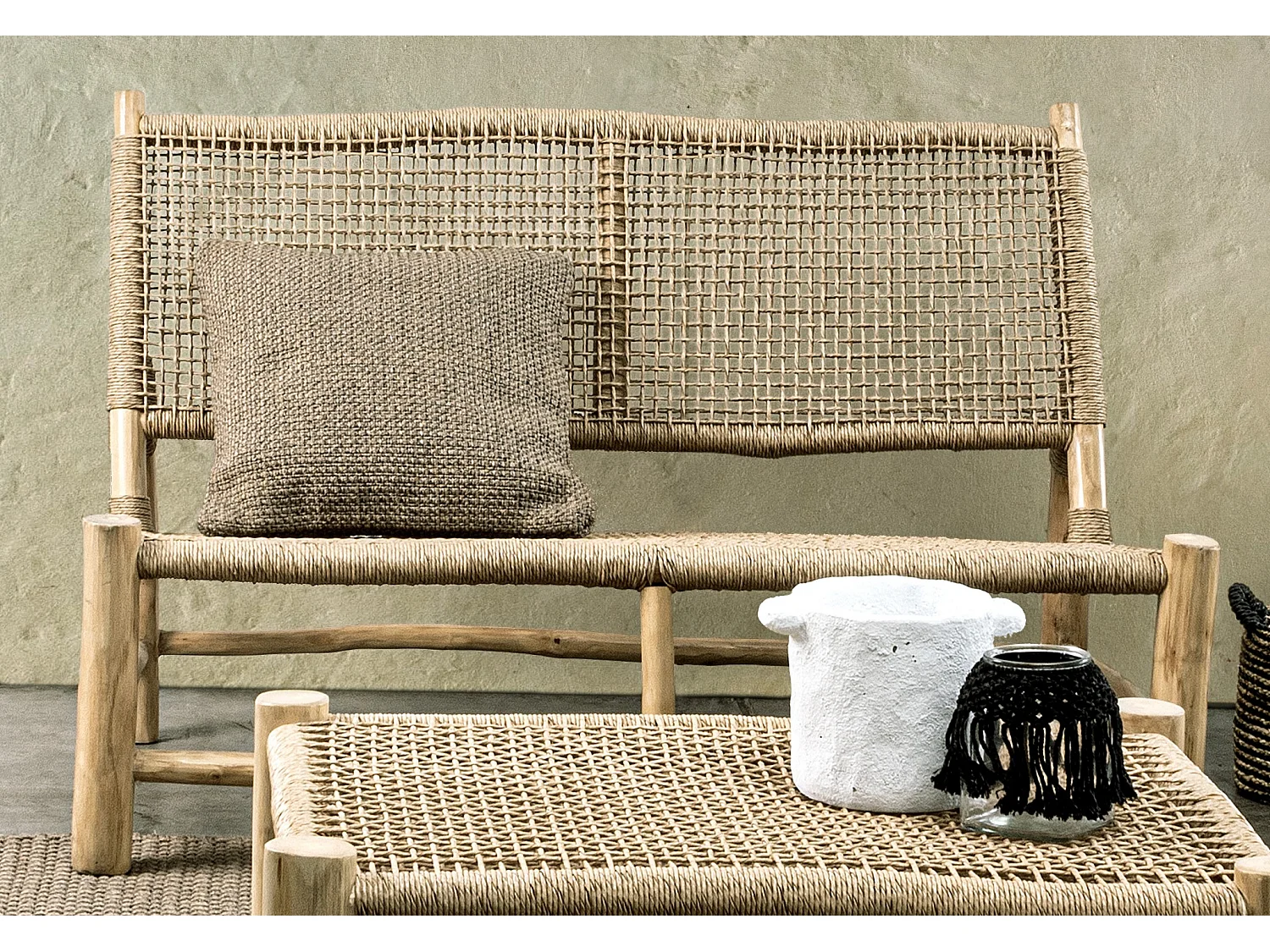 Canapé de jardin en bois teck naturel 2 places Landry