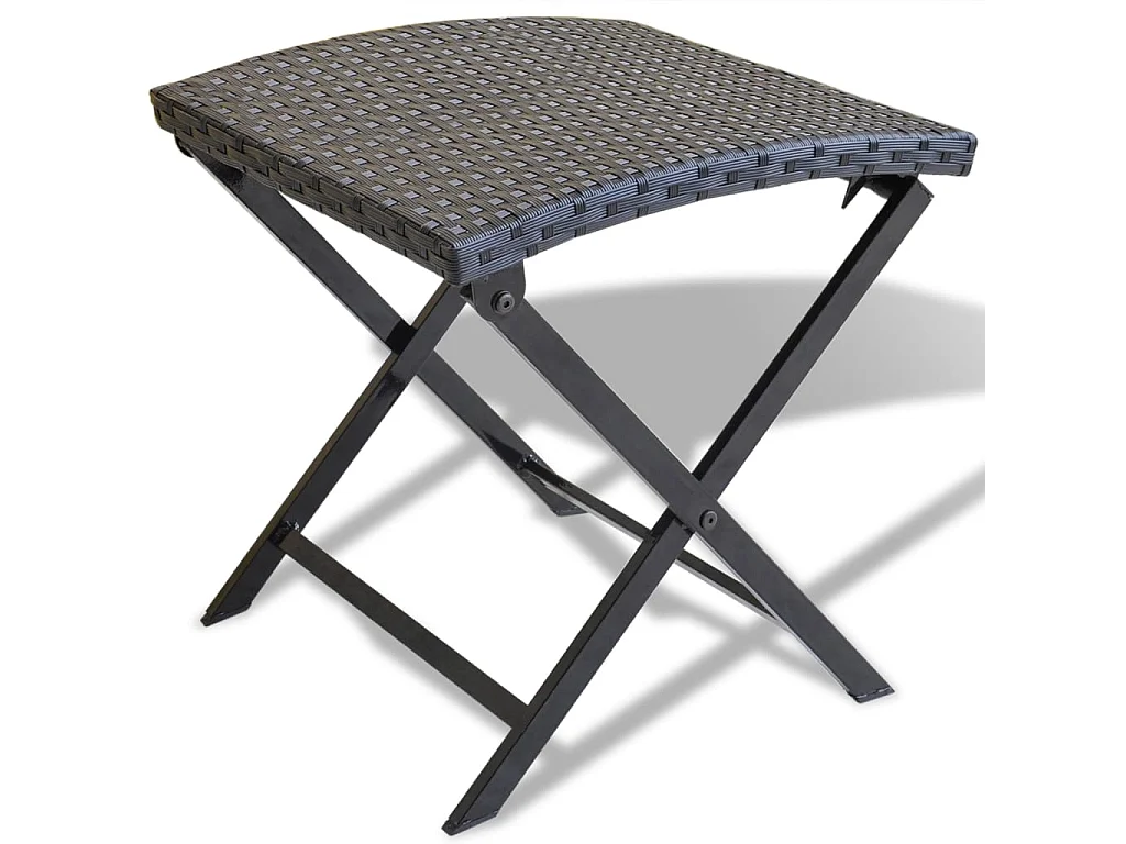Tabouret pliable Résine tressée Noir