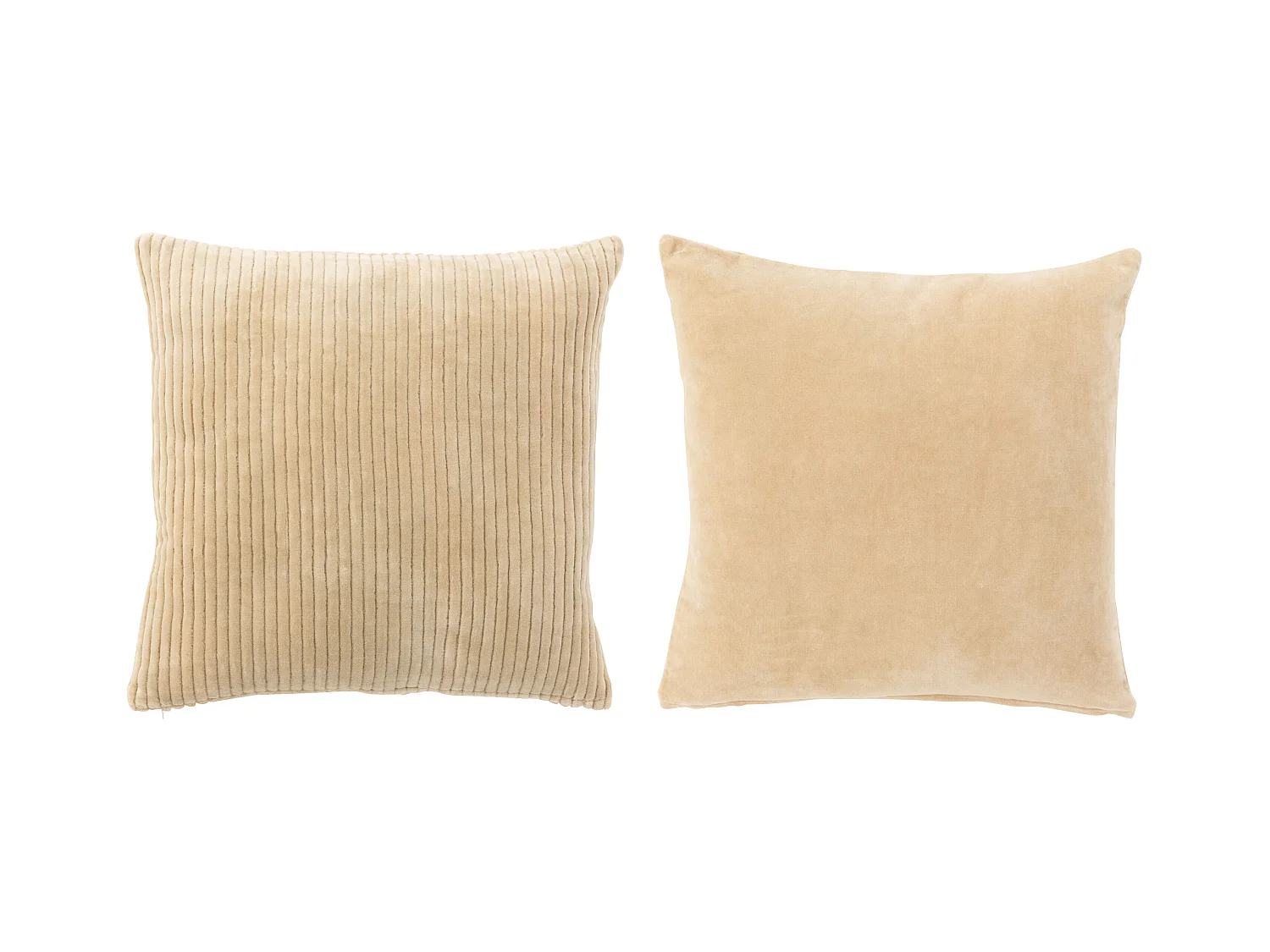 Coussin velours carré coton ivoire 2 pcs Jeanne 44x44