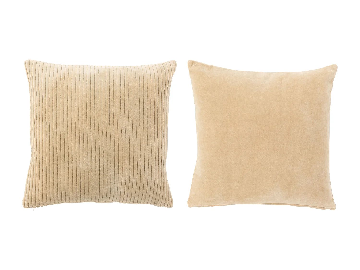 Coussin velours carré coton ivoire 2 pcs Jeanne 44x44