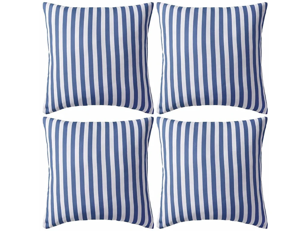 Oreiller d'extérieur 4 pcs Impression rayure 45x45 Bleu