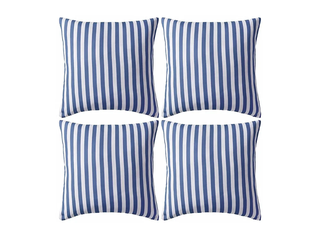 Oreiller d'extérieur 4 pcs Impression rayure 45x45 Bleu