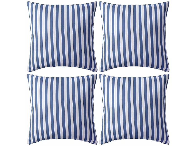Oreiller d'extérieur 4 pcs Impression rayure 45x45 Bleu