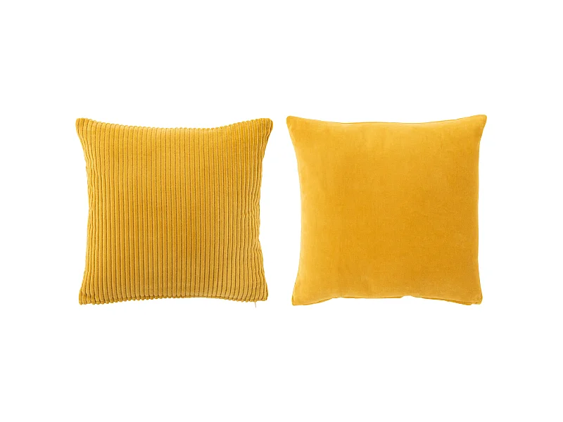 Cojines cuadrados terciopelo algodón ocre 2 uds Fanie 44 x 44 cm