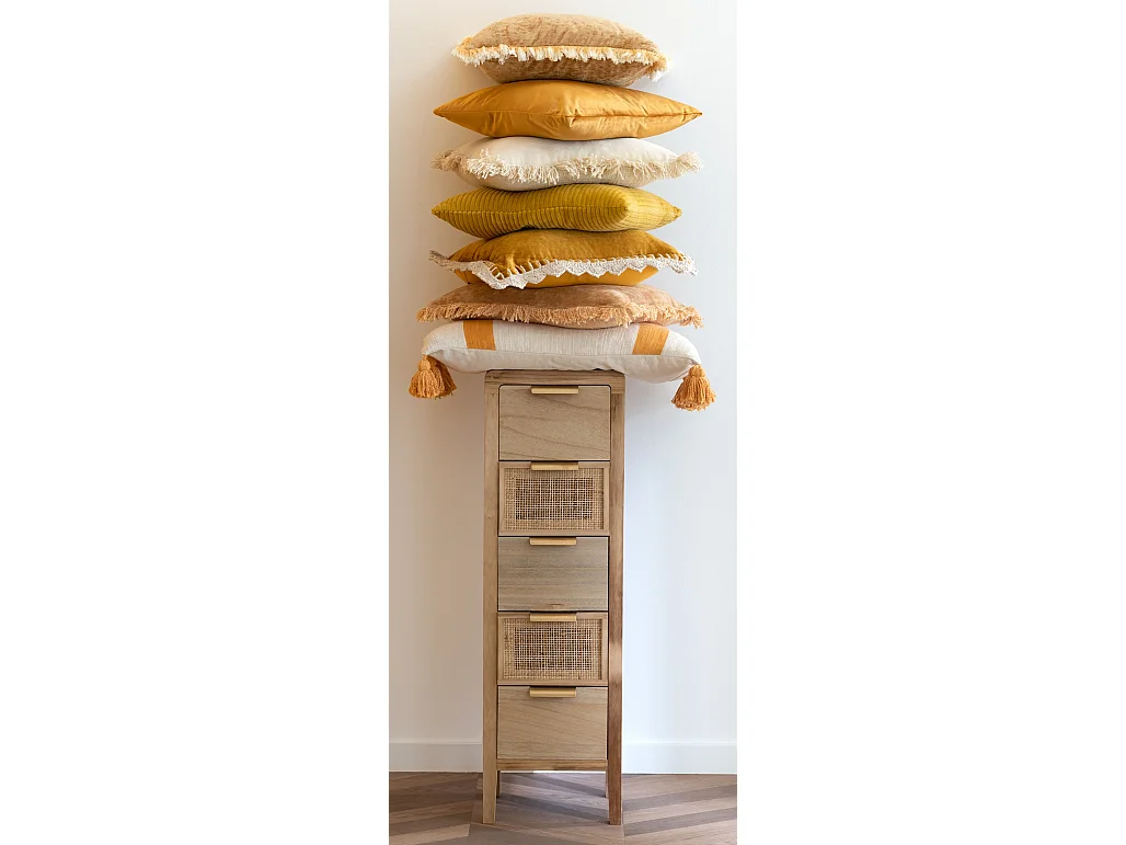 Cojines cuadrados terciopelo algodón ocre 2 uds Fanie 44 x 44 cm