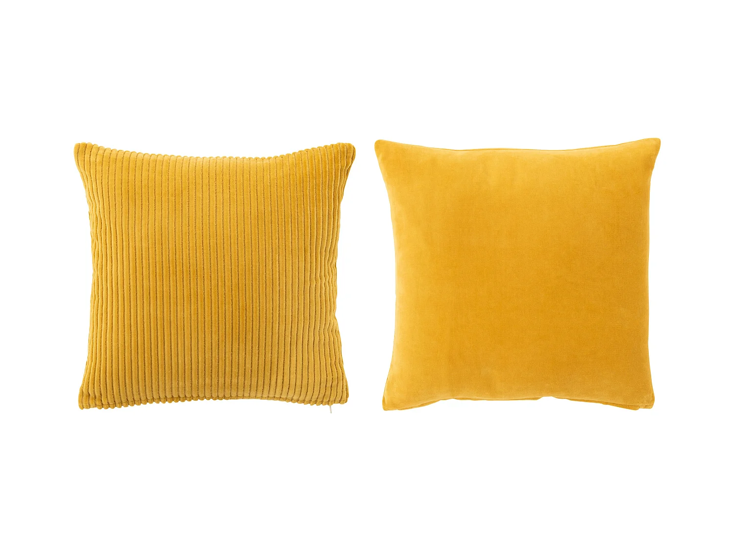Coussins velours carré coton ocre 2 pcs Fanie 44x44