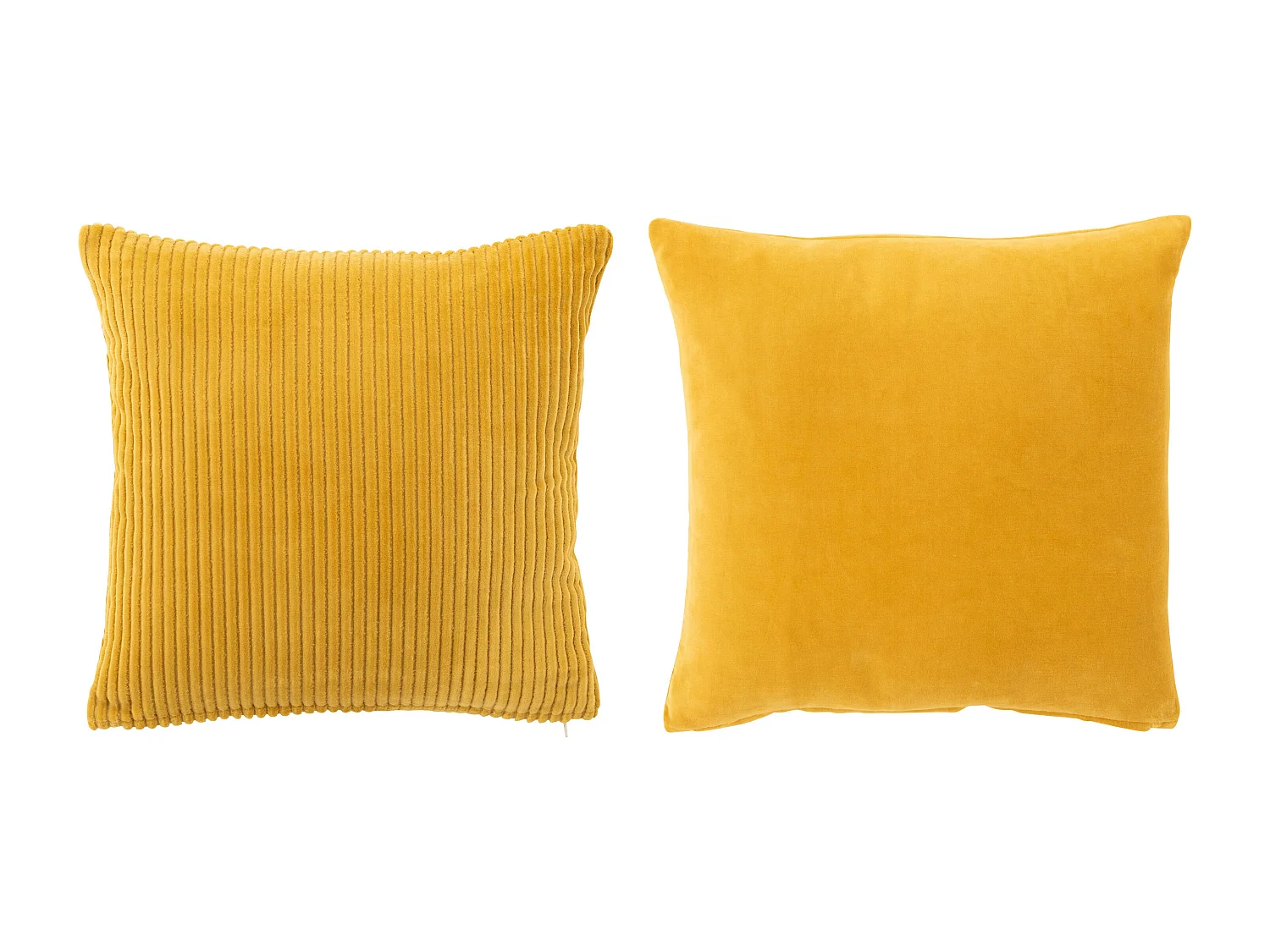 Cojines cuadrados terciopelo algodón ocre 2 uds Fanie 44 x 44 cm