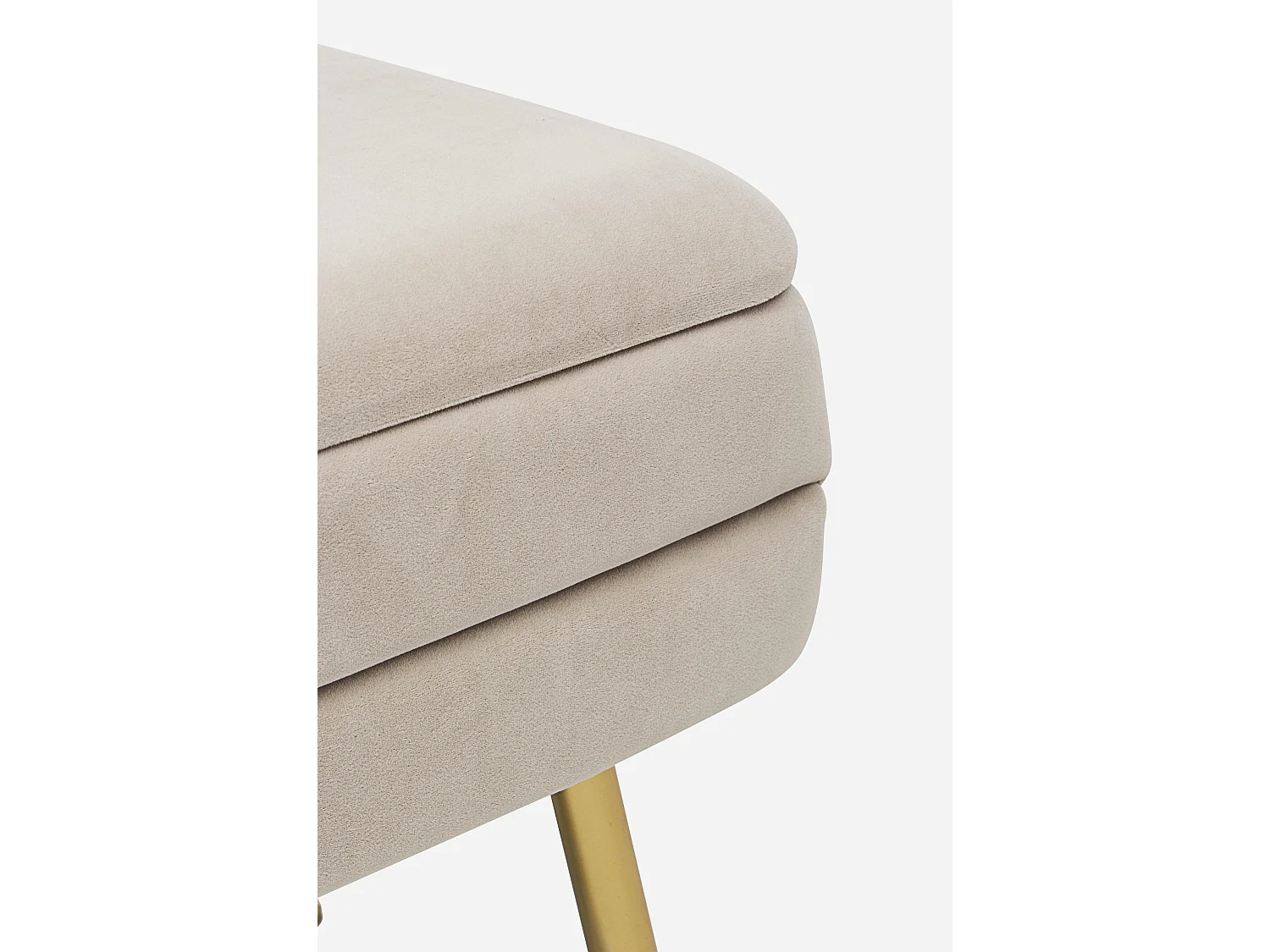 Banc coffre en velours sur pieds acier doré Pakia-Couleur Beige